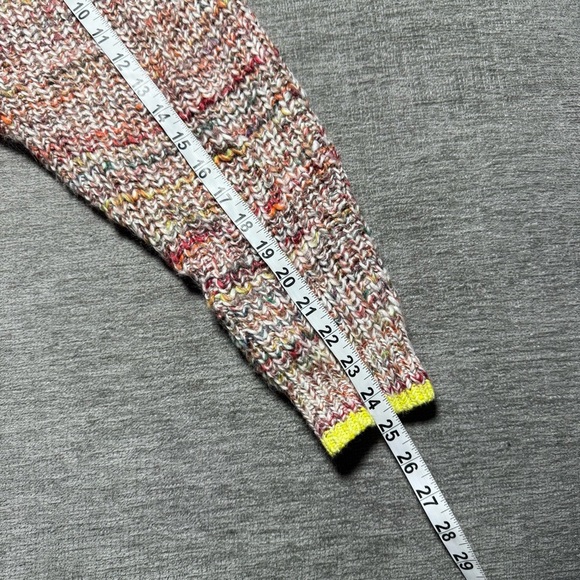 Free People Multicolor Chunky Knit Cardigan Neon Trim Slouchy Fit Size L Boho - Picture 14 of 15